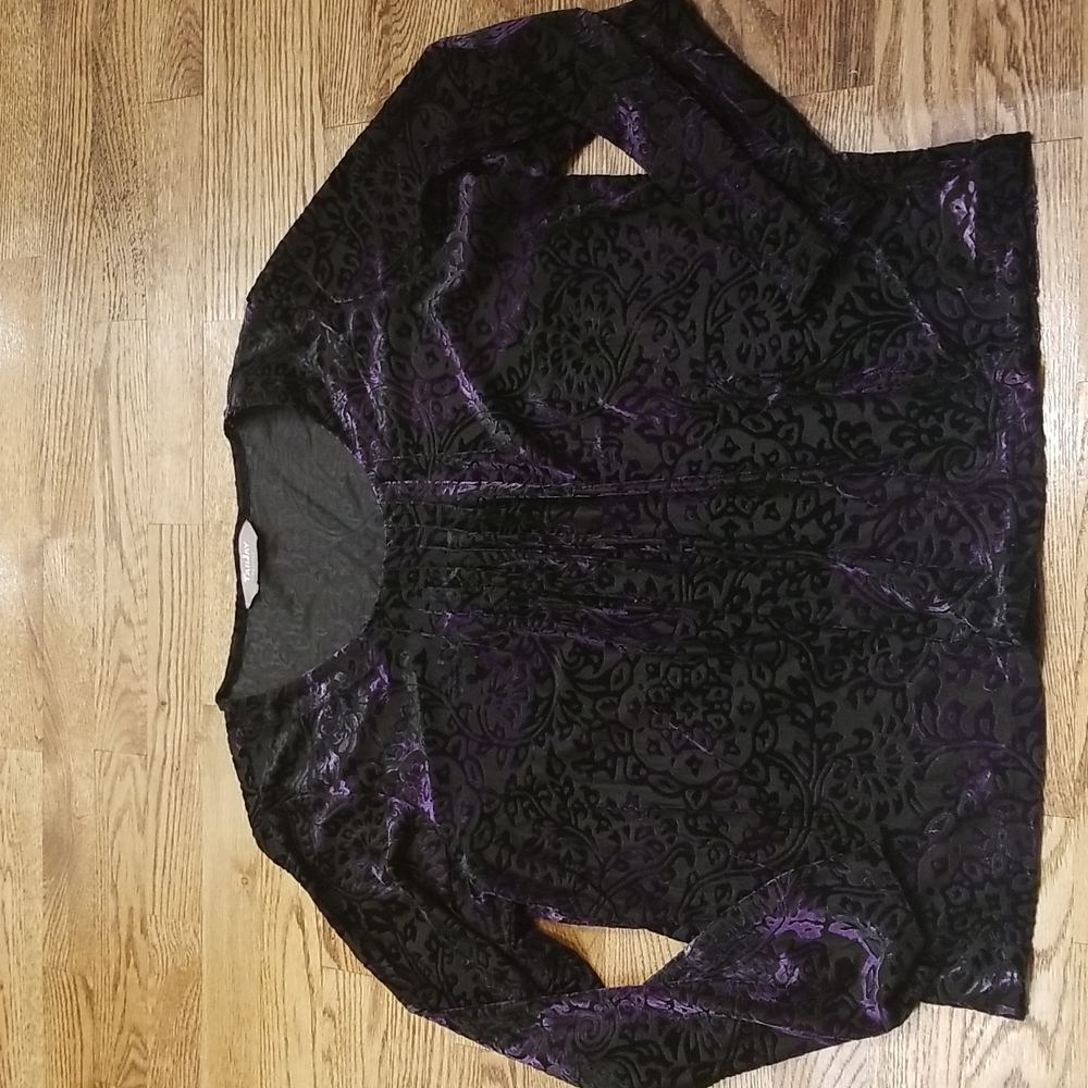 TanJay Black and Purple Velvet Blouse